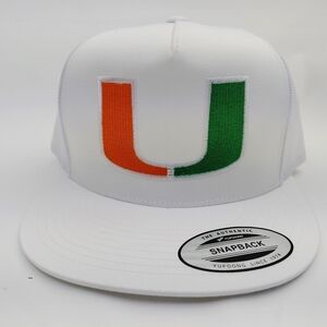 Miami Hurricanes Flat Bill Trucker Mesh Snapback Cap Hat Emb…